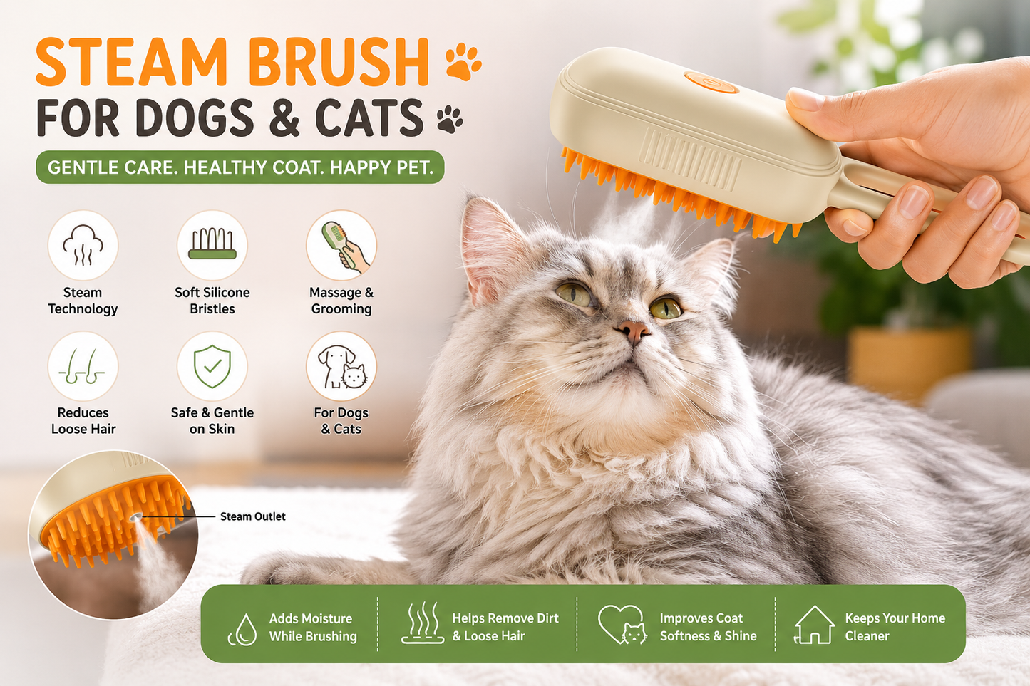 Steam Brush for Dog/Cat